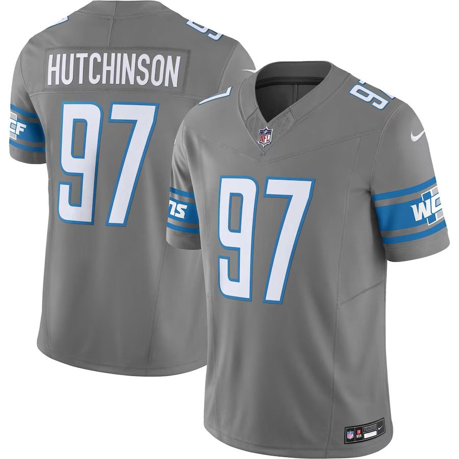 Men Detroit Lions #97 Aidan Hutchinson Nike Silver Vapor F.U.S.E. Limited NFL Jersey->detroit lions->NFL Jersey